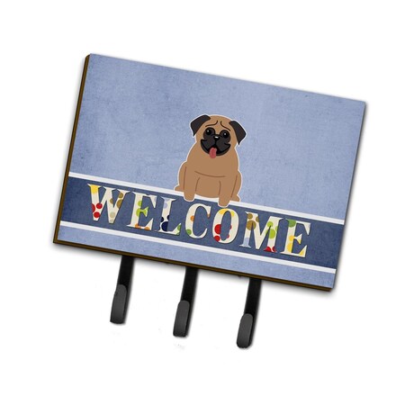 Carolines Treasures Pug Brown Welcome Leash or Key Holder BB5586TH68